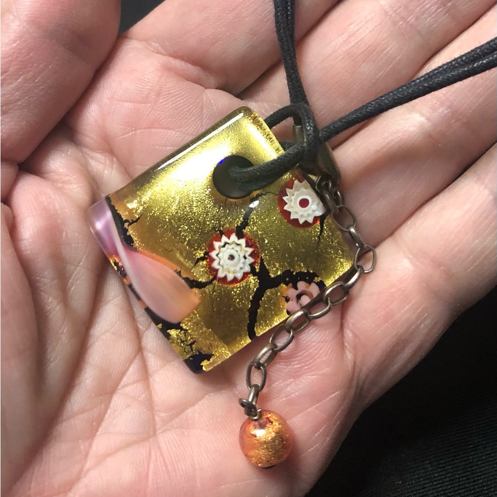 Murano Glass Pendant Necklace. New.